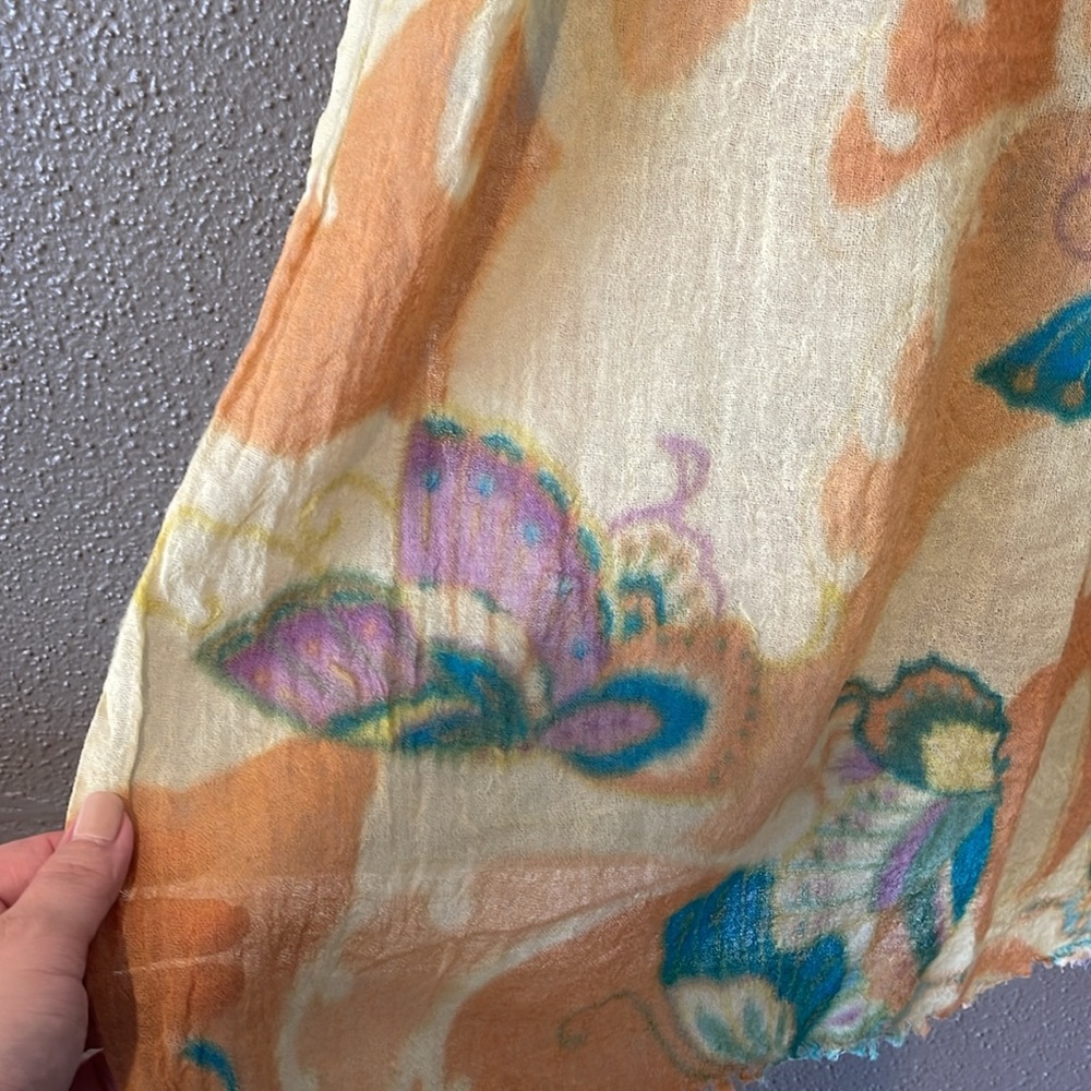 Anthropologie Fluttery Papillon Wool Fringe Scarf - Picture 7 of 10